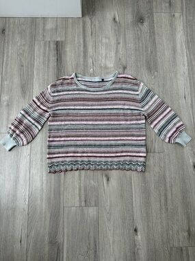 Zaket & Plover Stripped cropped linen blend Sweater